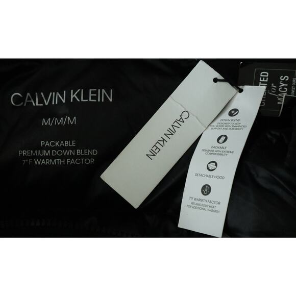 NWT Calvin Klein Black Quilted Jacket Coat Removable Hood Womens Down Medium - Picture 6 of 10